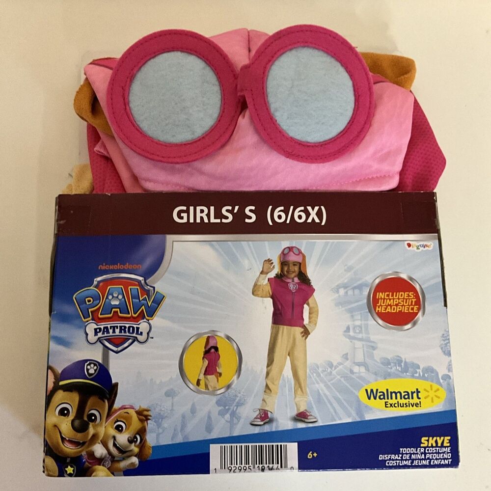 Paw Patrol Skye Costume Cosplay Pretend Play Dress Up Halloween 6-6X New